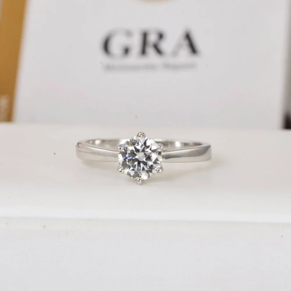 Certified Moissanite Ring 1CT Solitaire Engagement Ring